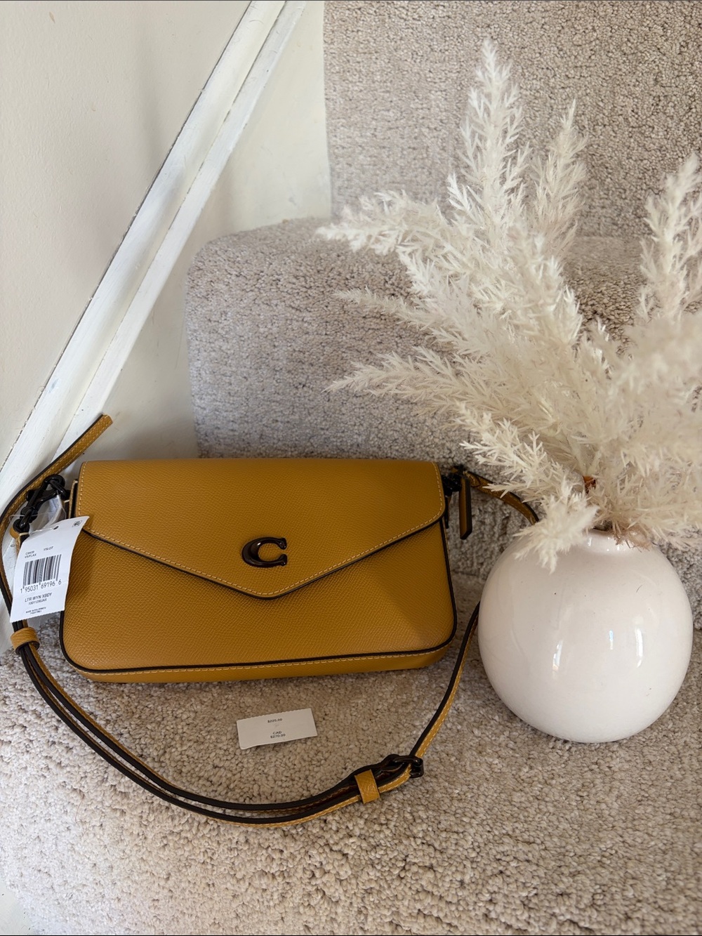 Coach Pebbled Leather Crossbody Bag in Mustard
